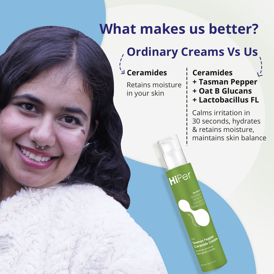Tasman Pepper Ceramide Cream | Moisturizer for oily & acne prone skin | Fights acne & pimples